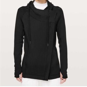 lululemon Black Stretch Knit Modal Coast Easy Wrap Cocoon Jacket SZ 8